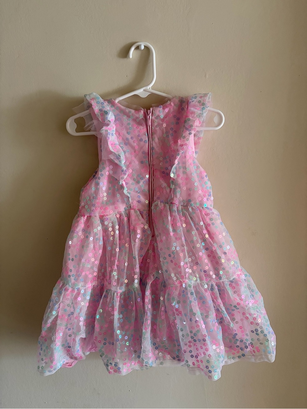 Pink Sequin Ruffle Tulle Dress for Girls